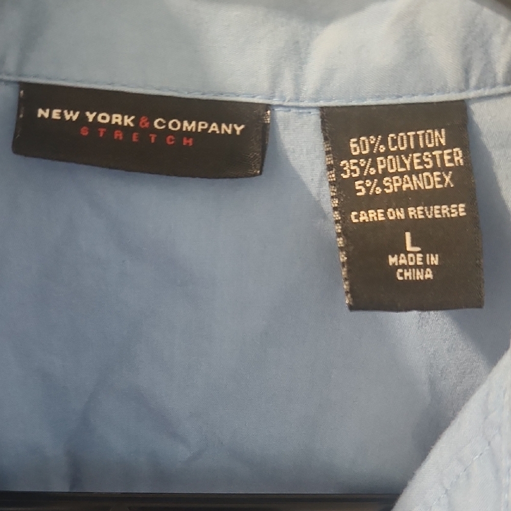 New York & Company Light Blue Stretch Shirt - Picture 2 of 3